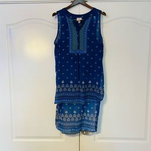 Blue & Green Satin Top